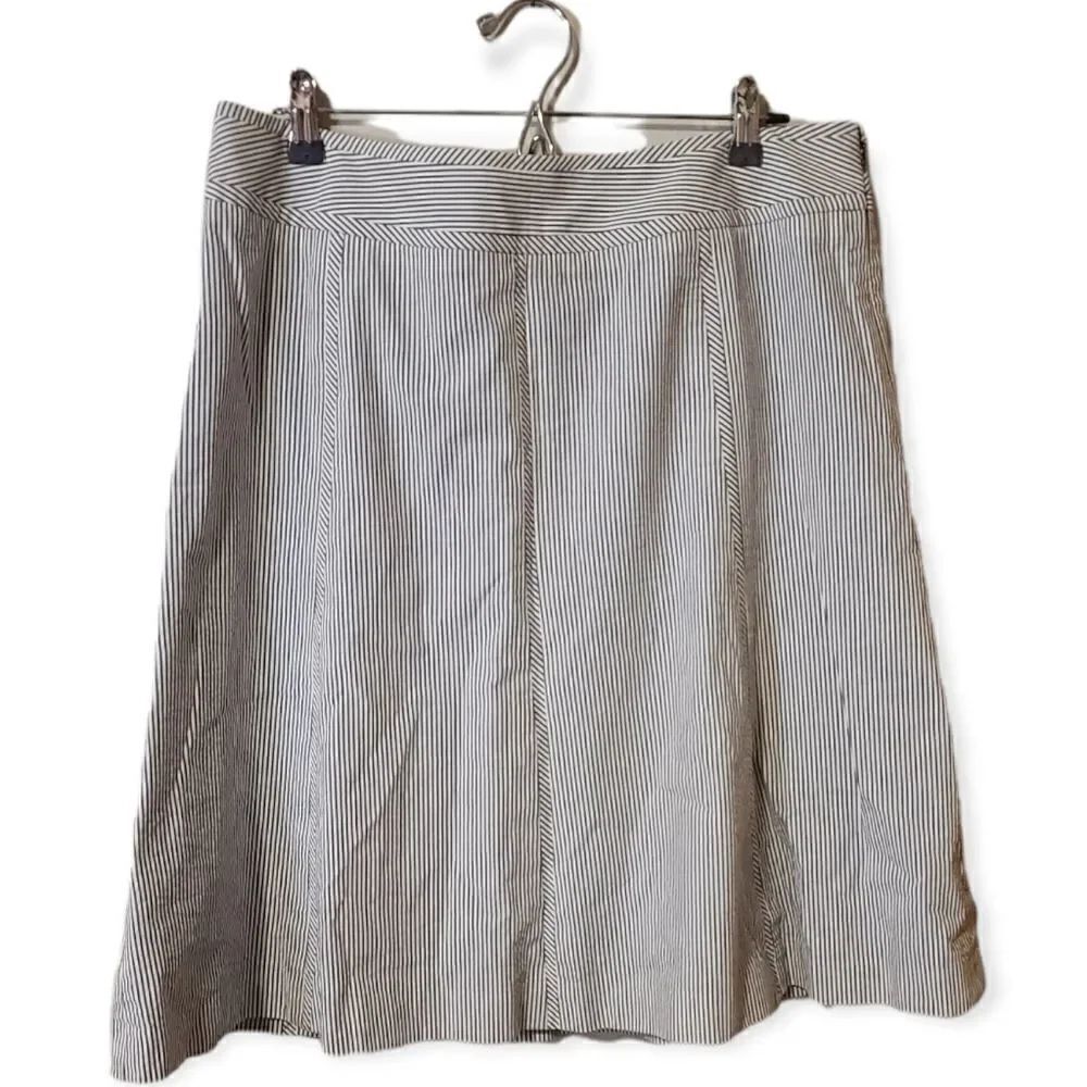 Talbots Blue White Pinstriped Aline Cotton Skirt 14P